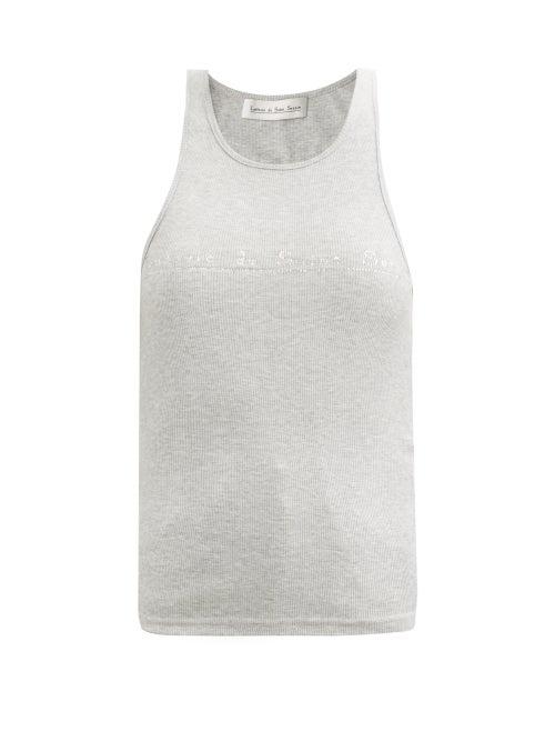 Matchesfashion.com Ludovic De Saint Sernin - Swarovski Crystal-logo Cotton-jersey Tank Top - Womens - Grey