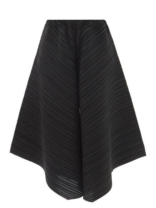 Pleats Please Issey Miyake - Technical-pleated Wide-leg Culottes - Womens - Black