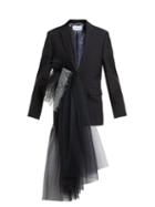 Matchesfashion.com Germanier - Crystal Embellished Tulle Draped Blazer - Womens - Black