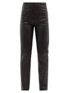 Matchesfashion.com Totme - Leather Straight-leg Trousers - Womens - Black