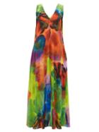 Matchesfashion.com Raey - Neon Tie Dye Print Silk Dress - Womens - Multi