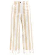 Staud - Zuma Striped Cotton-blend Straight-leg Trousers - Womens - Beige White