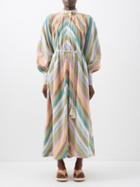 Ale Mais - Lillian Striped Belted Cotton Dress - Womens - Multi Stripe