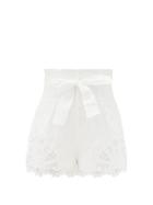 Matchesfashion.com Zimmermann - Lulu Broderie-anglaise Cotton Shorts - Womens - Ivory