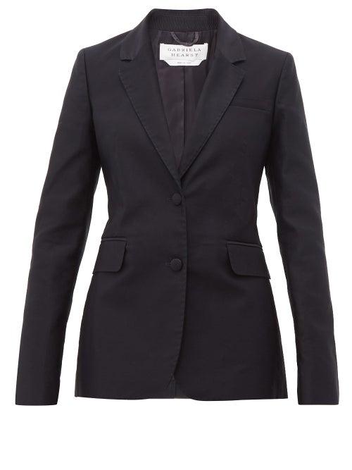 Matchesfashion.com Gabriela Hearst - Sophie Single Breasted Cotton Ottoman Blazer - Womens - Navy