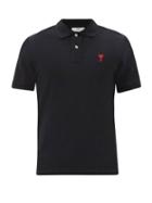 Matchesfashion.com Ami - Logo-embroidered Cotton-piqu Polo Shirt - Mens - Black
