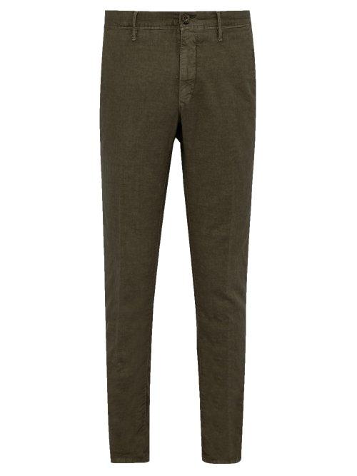Matchesfashion.com Incotex - Slim Fit Linen Blend Trousers - Mens - Khaki