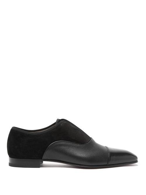 Matchesfashion.com Christian Louboutin - Alpha Male Suede And Leather Dress Shoes - Mens - Black