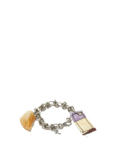 Mens Jewellery Raf Simons - Knotted Chain & Crystal Charm Bracelet - Mens - Yellow