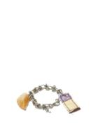 Mens Jewellery Raf Simons - Knotted Chain & Crystal Charm Bracelet - Mens - Yellow