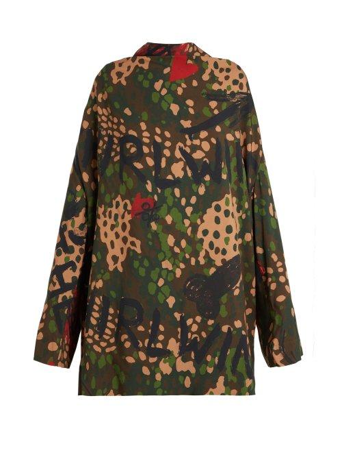 Matchesfashion.com Vivienne Westwood - Floral, Graffiti And Camouflage Print Tunic - Womens - Multi