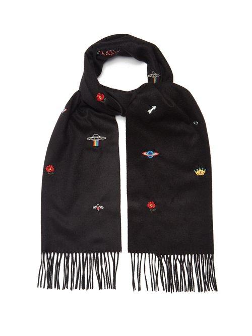 Matchesfashion.com Gucci - Embroidered Print Scarf - Mens - Black Multi