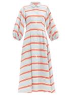Matchesfashion.com Borgo De Nor - Eve Striped Cotton-blend Shirt Dress - Womens - Blue Stripe