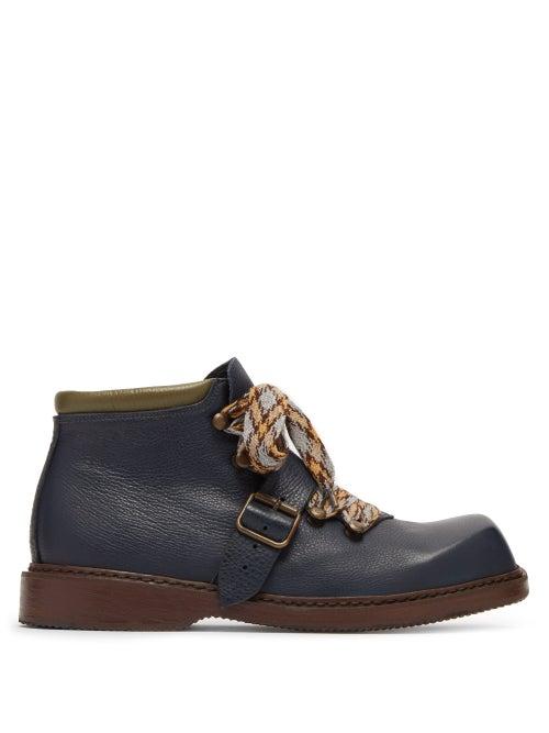 Matchesfashion.com Preen By Thornton Bregazzi - Sofia Square Toe Leather Ankle Boots - Womens - Navy
