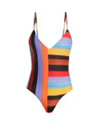 Matchesfashion.com Mara Hoffman - Emma Sunglow Stripe Print Scoop Back Swimsuit - Womens - Black Multi