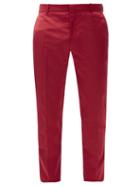 Matchesfashion.com Alexander Mcqueen - Slim-fit Cotton-blend Sateen Suit Trousers - Mens - Red