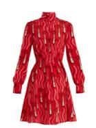 Valentino Lipstick-print Silk-crepe Dress