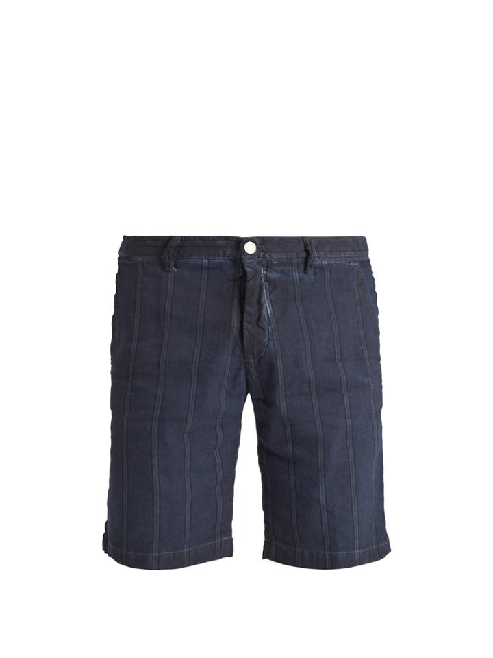 Massimo Alba Striped Slim-leg Linen And Cotton-blend Shorts