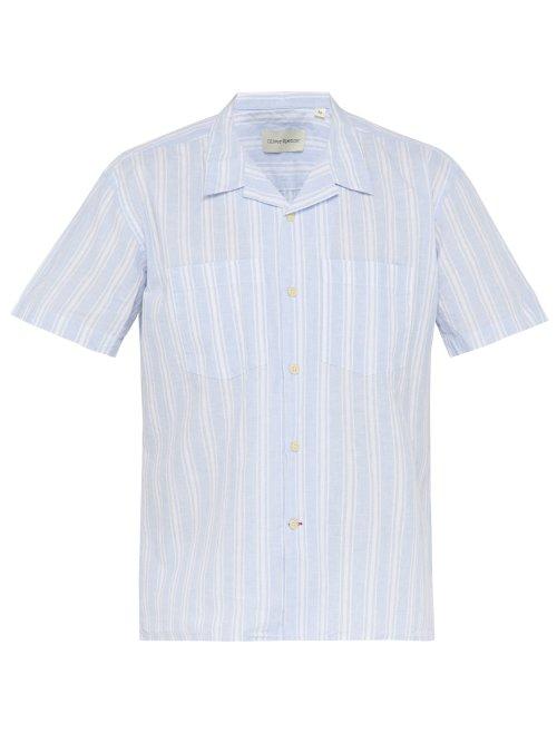 Matchesfashion.com Oliver Spencer - Havana Striped Cotton Blend Shirt - Mens - Blue