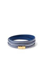 Matchesfashion.com Dolce & Gabbana - Braided Leather Wrap Bracelet - Mens - Blue