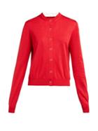 Matchesfashion.com Burberry - Scarf Trim Silk Jersey Cardigan - Womens - Red Multi