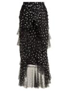 Rodarte Asymmetric Floral And Bow-appliqu Tulle Skirt