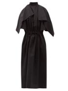 Matchesfashion.com Lemaire - Waterfall-shoulder Cotton-blend Poplin Midi Dress - Womens - Black