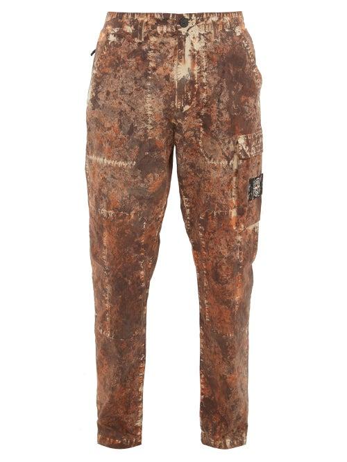 Matchesfashion.com Stone Island - Paintball Cotton Blend Cargo Trousers - Mens - Dark Brown