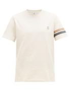Matchesfashion.com Brunello Cucinelli - Logo Embroidered Cotton T Shirt - Mens - White