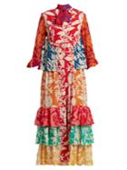 Borgo De Nor Aude Floral-print Ruffle Silk Dress