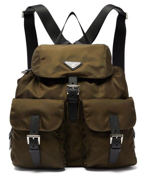 Matchesfashion.com Prada - Logo Plaque Nylon Backpack - Womens - Khaki