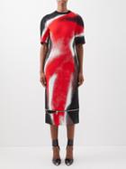 Alexander Mcqueen - Spray Paint-jacquard Zipped-hem Knit Dress - Womens - Red Multi