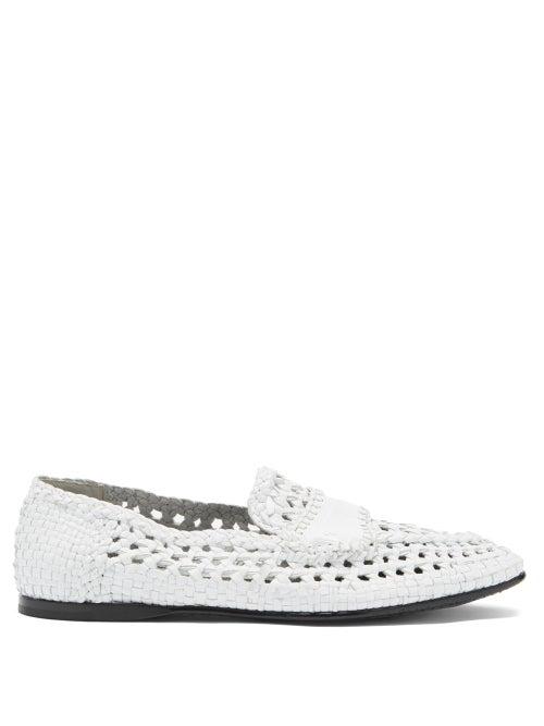 Matchesfashion.com Dolce & Gabbana - Logo-debossed Woven-leather Loafers - Mens - White