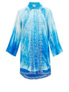 Matchesfashion.com Juliet Dunn - Oversized Tie-dye Silk Shirt - Womens - Blue Multi