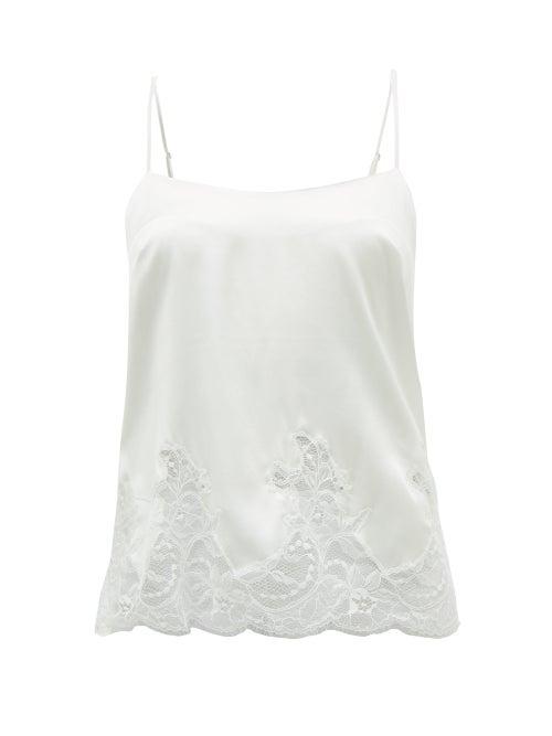 Ladies Lingerie Fleur Of England - Signature Lace-trimmed Silk-blend Camisole - Womens - White