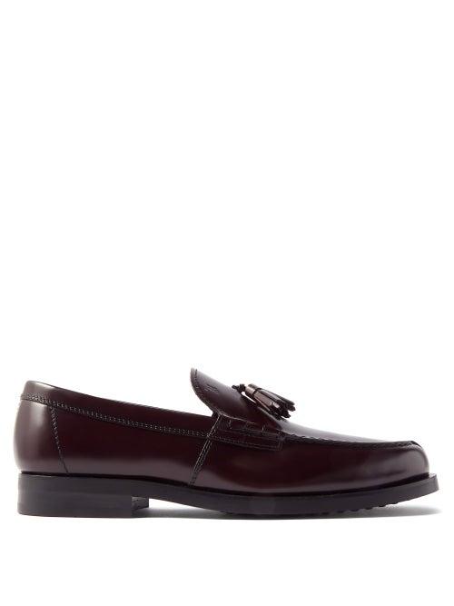 Tod's - Calgary Tasselled Leather Loafers - Mens - Dark Brown