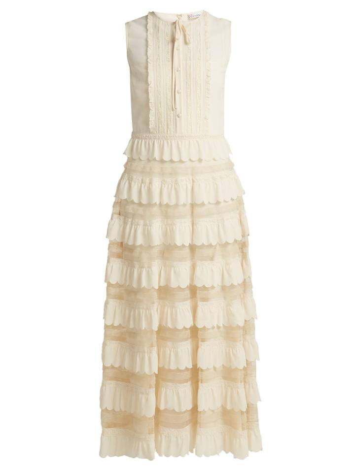 Redvalentino Scalloped Tiered Lace-insert Dress