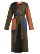 Matchesfashion.com Loewe - Belted Leather Coat - Womens - Green Multi