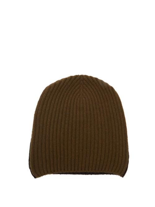 Matchesfashion.com Begg & Co. - Alex Bi Colour Ribbed Cashmere Beanie Hat - Mens - Navy/dk Olive