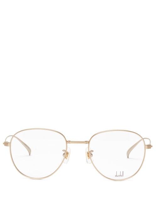 Matchesfashion.com Dunhill - Round Titanium Glasses - Mens - Gold