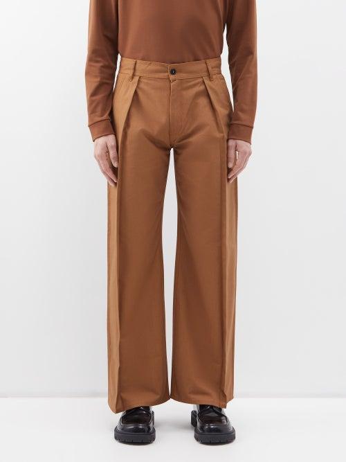 Winnie New York - Pleated Cotton Wide-leg Trousers - Mens - Brown