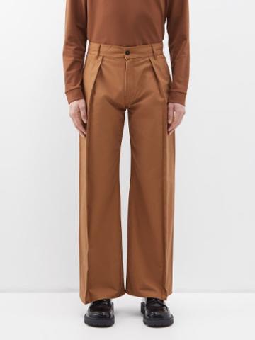 Winnie New York - Pleated Cotton Wide-leg Trousers - Mens - Brown