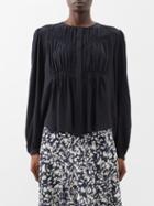 Isabel Marant - Nyme Gathered Silk-crepe De Chine Top - Womens - Black