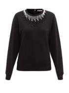 Matchesfashion.com Christopher Kane - Beaded Organic Cotton-jersey Sweatshirt - Womens - Black