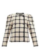 Matchesfashion.com Isabel Marant - Kingy Gathered-shoulder Checked Jacket - Womens - Black White