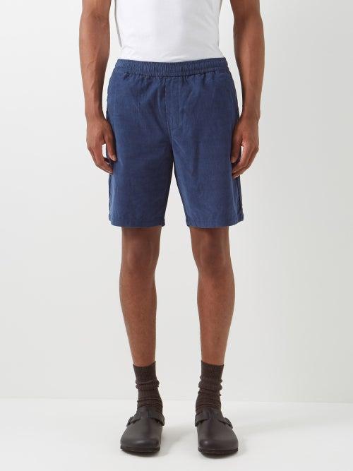 Folk - Assembly Checked Cotton-needlecord Shorts - Mens - Blue Multi