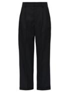 Saint Laurent - High-rise Grain De Poudre Tailored Trousers - Womens - Black