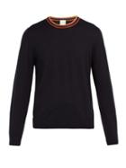 Matchesfashion.com Paul Smith - Artist Stripe Trimmed Wool Sweater - Mens - Navy