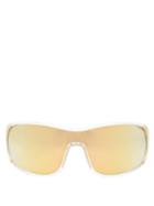 Matchesfashion.com Moncler - Mirrored-lens Logo-stripe Acetate Cycle Sunglasses - Mens - Yellow