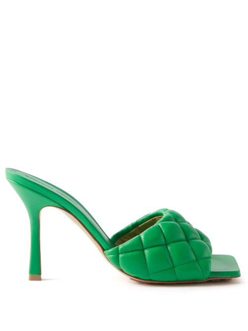 Bottega Veneta - Stretch Padded Intrecciato-leather Mules - Womens - Green